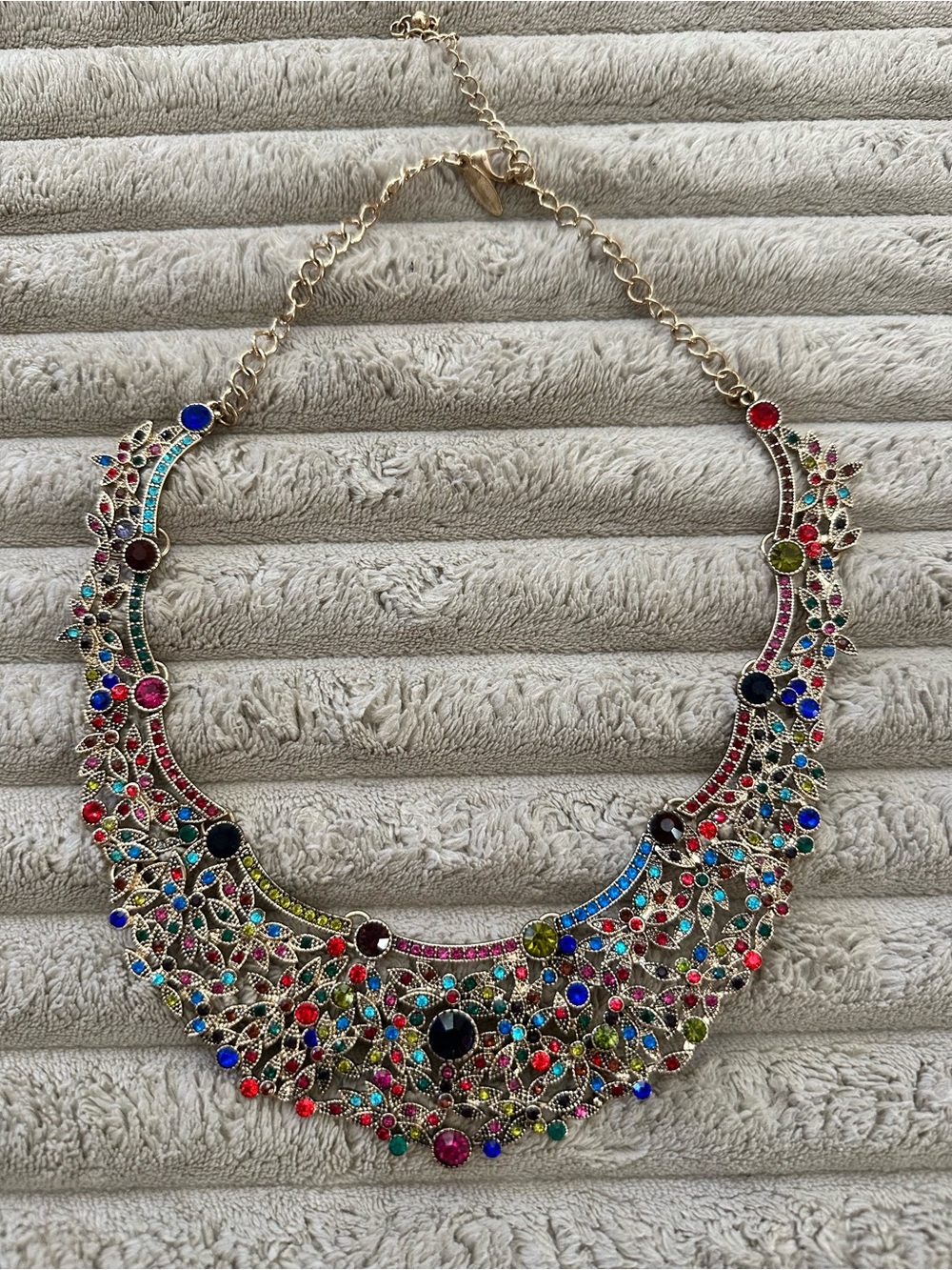 Natasha Multicolor Rhinestone Bib Statement Necklace - Like new.